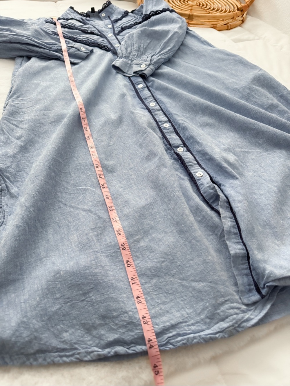 Pomander Place Jolene Chambray Midi Dress Tuckernuck Blue Lace Linen - Picture 11 of 11